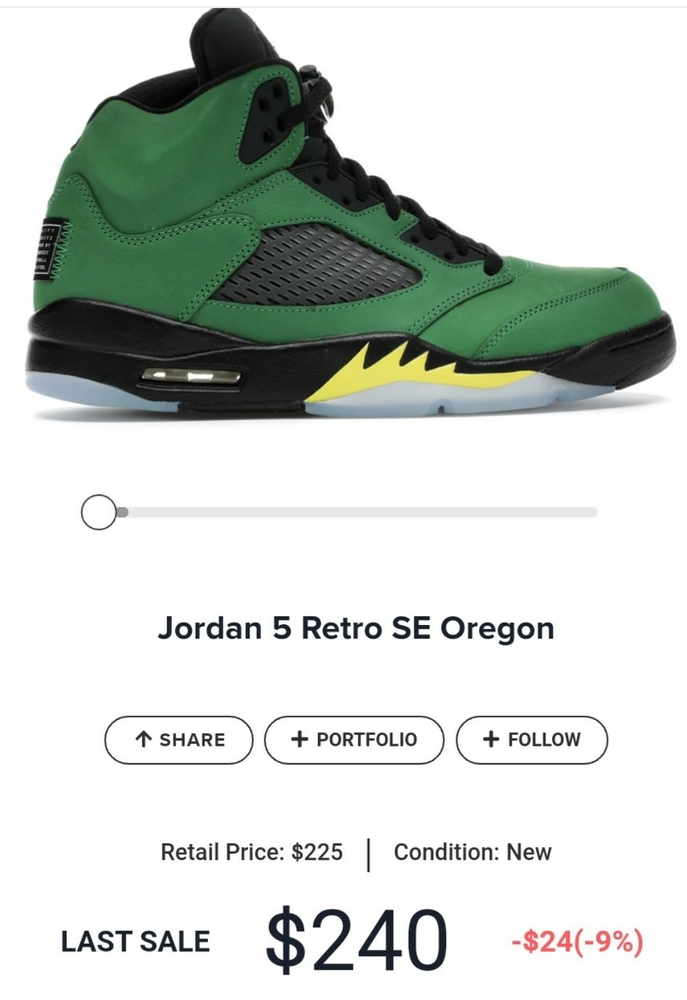 JORDAN 5 Retro SE Oregon X Duck shoes